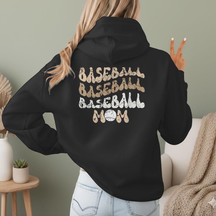 Baseball Mom Distressed Vintage Sports Player Calls Me Mom Women Hoodie Back Print