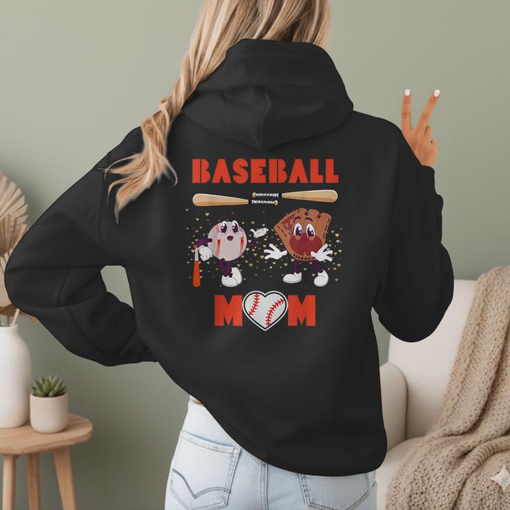Baseball Mom Heart Baseball Mama Mother's Day Women Hoodie Back Print