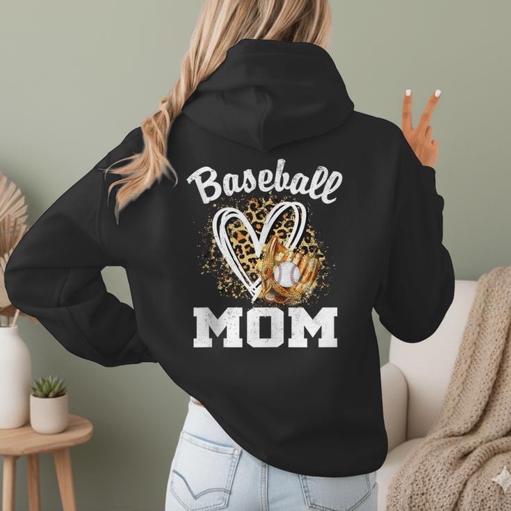 Baseball Mom Leopard Heart Matching Family Women Hoodie Back Print
