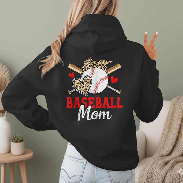 Baseball Mom Leopard Heart Mother's Day Girls Women Hoodie Back Print Baseball Mom Leopard Heart Mother's Day Girls Women Hoodie Back Print