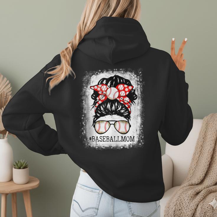 Baseball Mom Messy Bun Hair Player Mom Women Hoodie Back Print Baseball Mom Messy Bun Hair Player Mom Women Hoodie Back Print