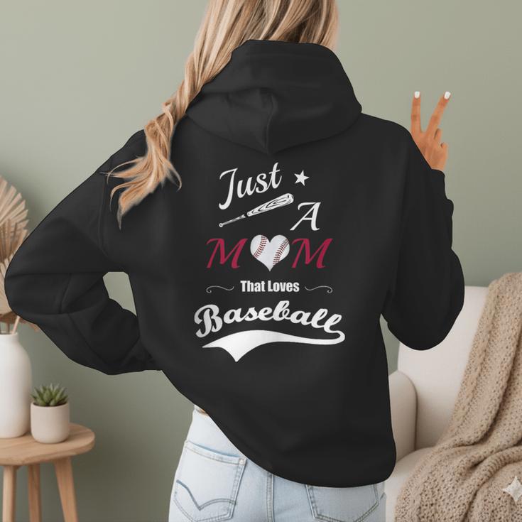 Baseball Mom Sayings Just A Mom That Loves Baseball Women Hoodie Back Print