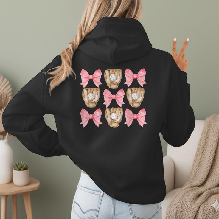 Baseball Mom Sister Tween Teen Girl Girly Pink Bow Preppy Women Hoodie Back Print