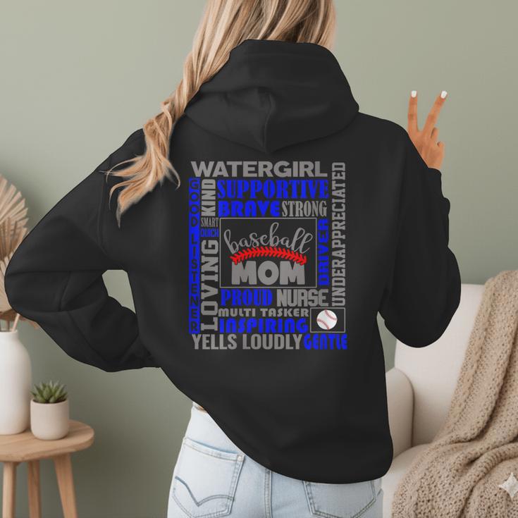 Baseball Mom Traits For Great Mothers Grey And Blue Women Hoodie Back Print Baseball Mom Traits For Great Mothers Grey And Blue Women Hoodie Back Print