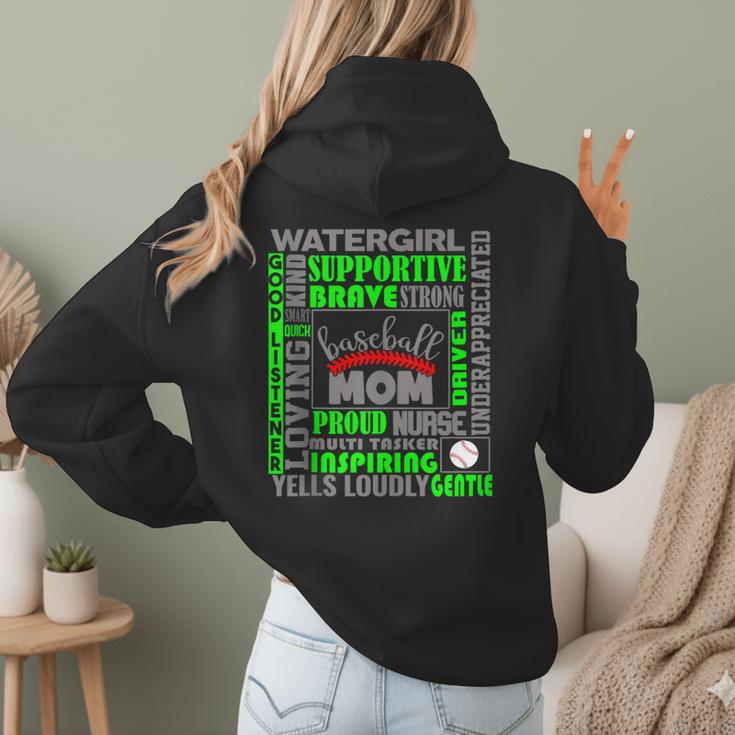 Baseball Mom Traits For Great Mothers Grey And Green Women Hoodie Back Print Baseball Mom Traits For Great Mothers Grey And Green Women Hoodie Back Print