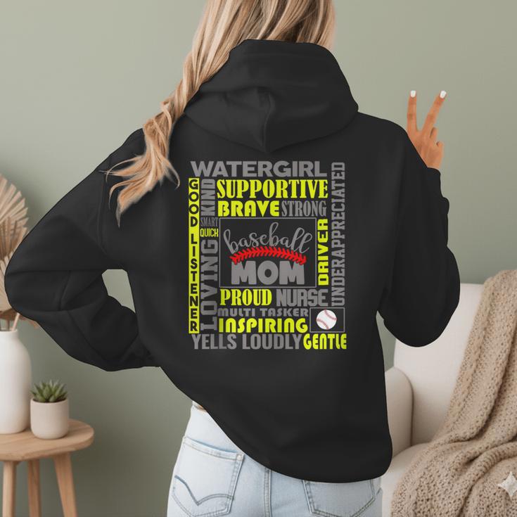Baseball Mom Traits For Great Mothers Grey And Yellow Women Hoodie Back Print Baseball Mom Traits For Great Mothers Grey And Yellow Women Hoodie Back Print
