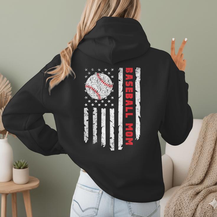 Baseball MOM USA American Flag Patriotic Mama Mother's Day For Women Kids Men Women Hoodie Back Print