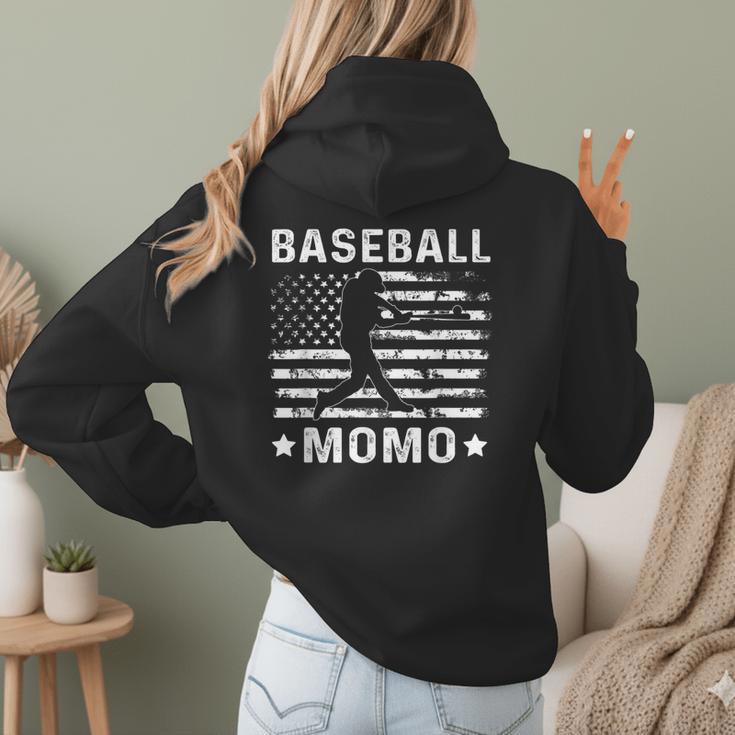 Baseball Momo Mom USA Flag 4th Of July Women Hoodie Back Print