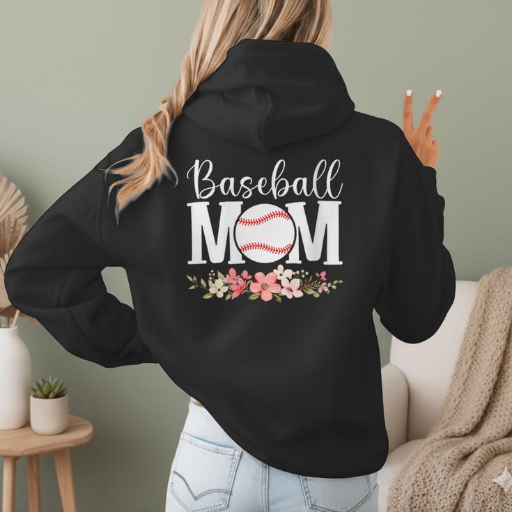 Floral Baseball Mom Mother's Day Cute Baseball Mama Mommy Women Hoodie Back Print Floral Baseball Mom Mother's Day Cute Baseball Mama Mommy Women Hoodie Back Print