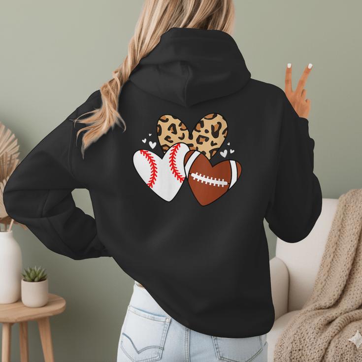 Football Baseball Heart Football Baseball Mom Women Hoodie Back Print Football Baseball Heart Football Baseball Mom Women Hoodie Back Print