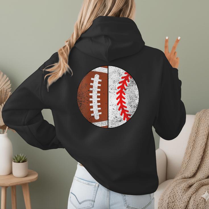 Football Baseball Player Football Baseball Mom Women Hoodie Back Print