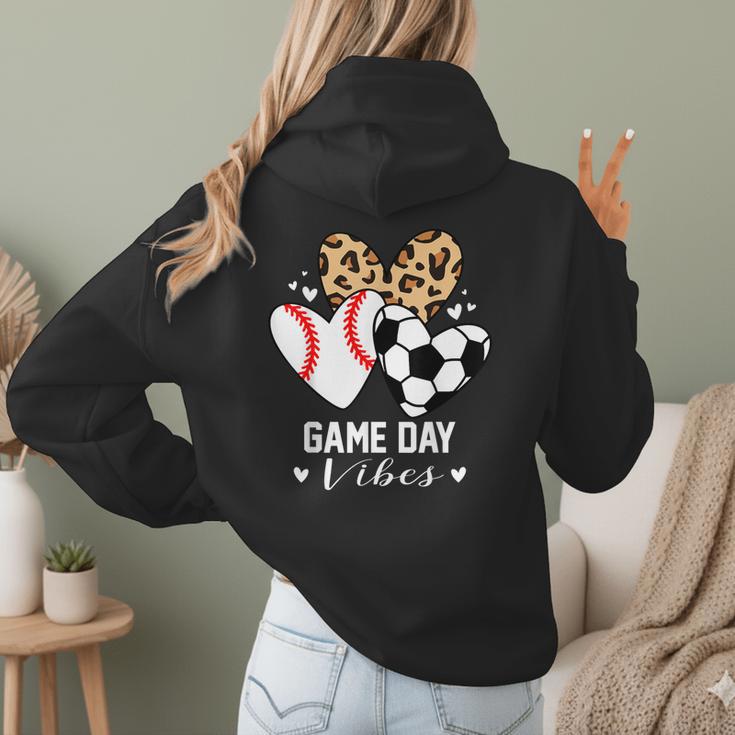 Game Day Vibes Soccer Baseball Mom Heart Women Hoodie Back Print Game Day Vibes Soccer Baseball Mom Heart Women Hoodie Back Print