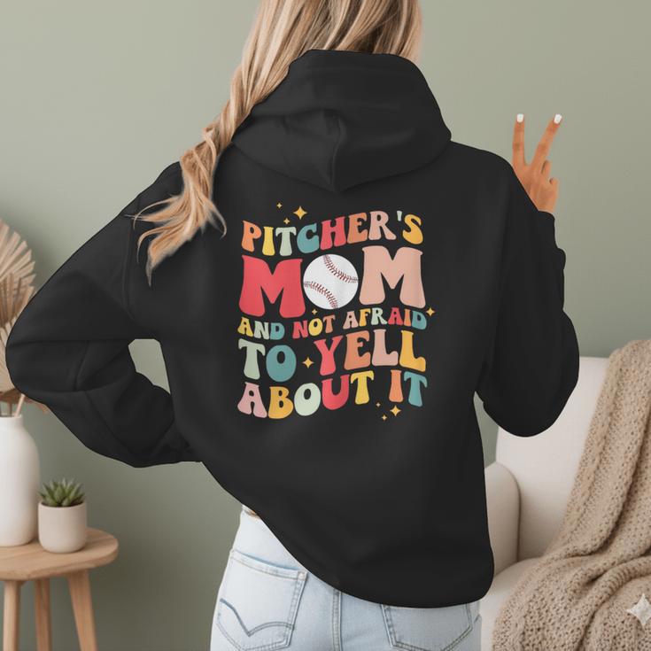 Groovy Ptchers Baseball Mom And Not Afraid To Yell About It Women Hoodie Back Print Groovy Ptchers Baseball Mom And Not Afraid To Yell About It Women Hoodie Back Print