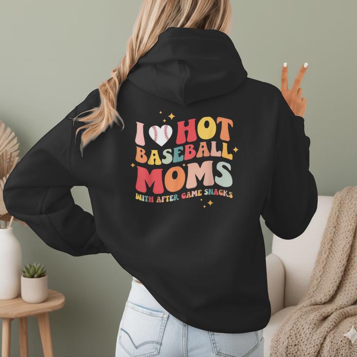 Groovy Retro I Love Hot Baseball Moms With After Game Snacks Women Hoodie Back Print Groovy Retro I Love Hot Baseball Moms With After Game Snacks Women Hoodie Back Print