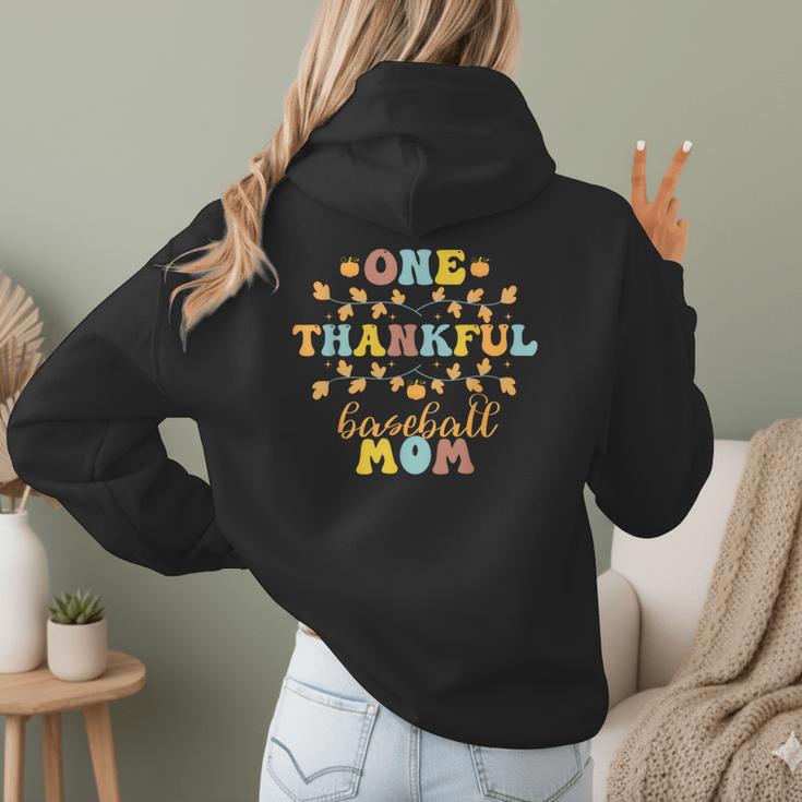 Groovy Retro One Thankful Baseball Mom Thanksgiving Fall Women Hoodie Back Print Groovy Retro One Thankful Baseball Mom Thanksgiving Fall Women Hoodie Back Print