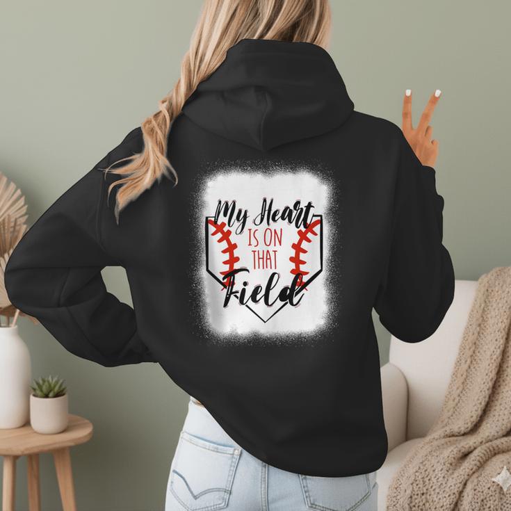 My Heart Is On That Field Baseball Mom Momm Women Hoodie Back Print My Heart Is On That Field Baseball Mom Momm Women Hoodie Back Print