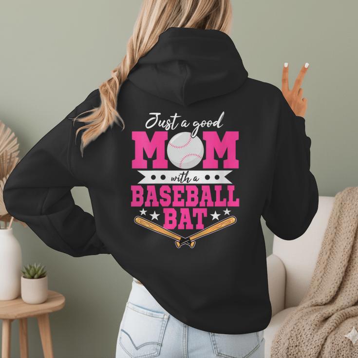 Just A Good Mom With A Baseball Bat Baseball Mom Women Hoodie Back Print