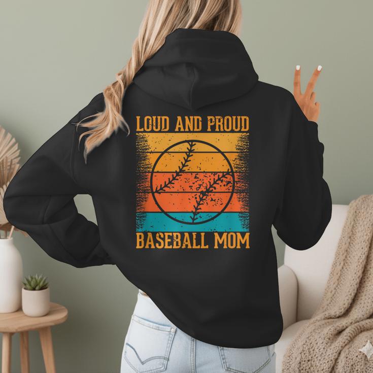 Loud And Proud Baseball Mom Vibrant Colorful Stripe Women Hoodie Back Print Loud And Proud Baseball Mom Vibrant Colorful Stripe Women Hoodie Back Print