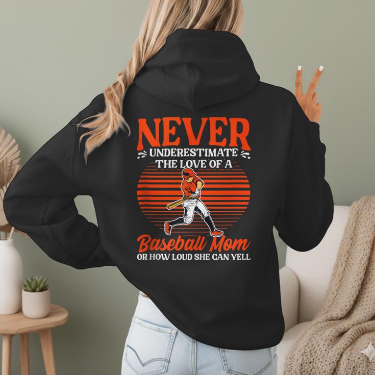 Love Of A Baseball Mom Pitcher Catcher Baseball Player Women Hoodie Back Print