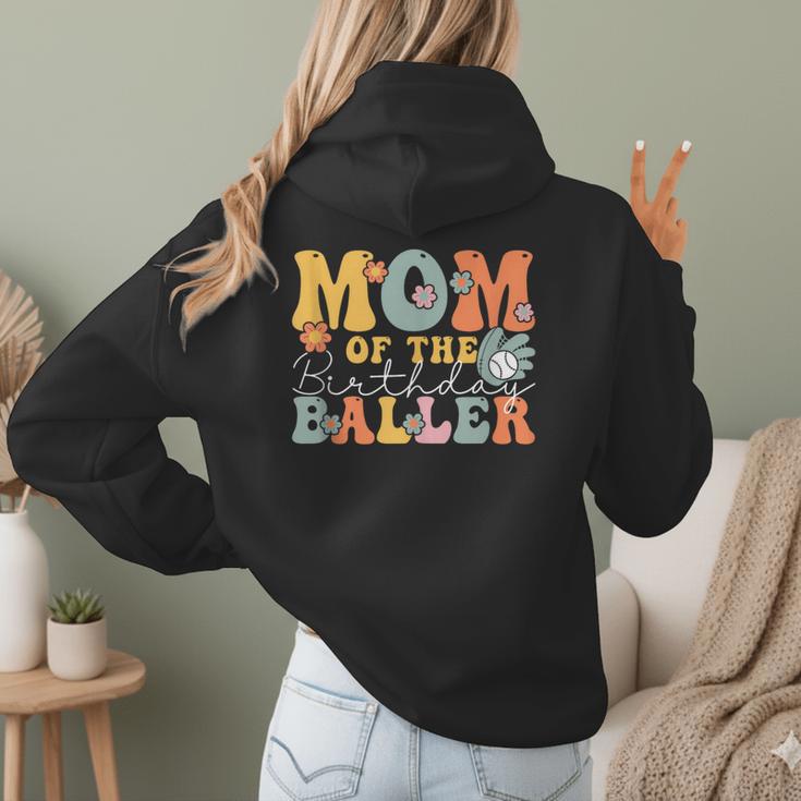 Mom Of The Birthday Baller Groovy Baseball Mom Women Hoodie Back Print Mom Of The Birthday Baller Groovy Baseball Mom Women Hoodie Back Print