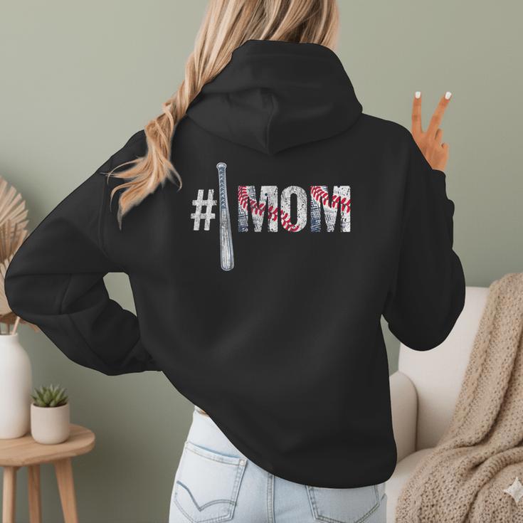 Number One Baseball Mom For Mothers Day Baseball Mommy Women Hoodie Back Print