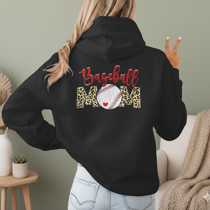 Sport Mom Leopard Mother's Day Baseball Mommy Mama Women Hoodie Back Print Sport Mom Leopard Mother's Day Baseball Mommy Mama Women Hoodie Back Print