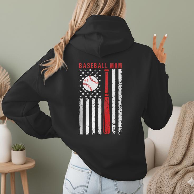 Vintage Baseball Flag Women Baseball Mom Women Hoodie Back Print