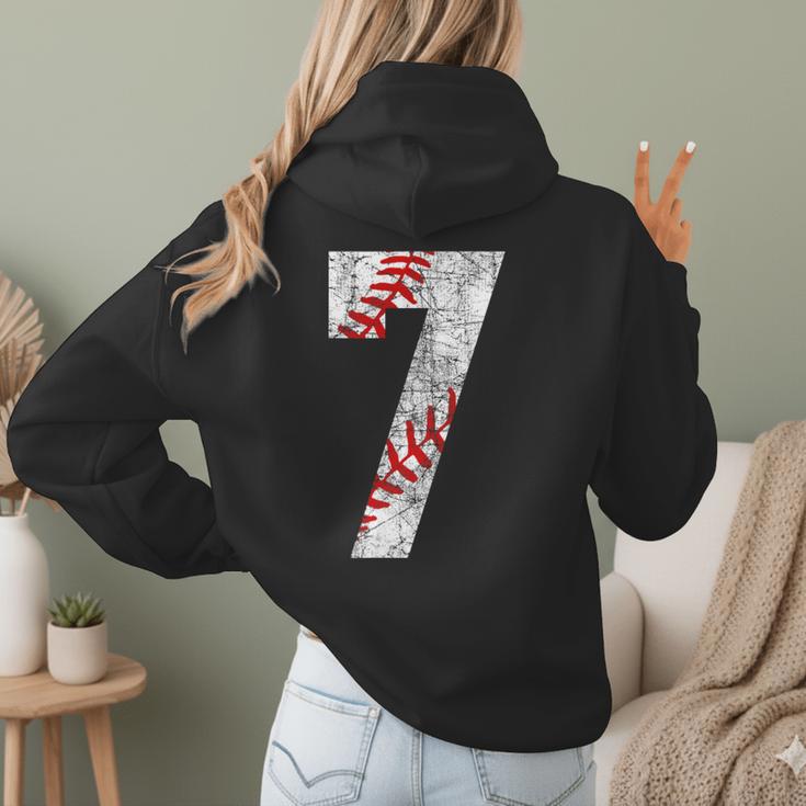 Vintage Baseball Mom 7 Jersey Baseball Favorite Player Women Hoodie Back Print Vintage Baseball Mom 7 Jersey Baseball Favorite Player Women Hoodie Back Print