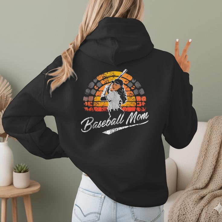 Vintage Retro Sunset Baseball Mom Mother's Day Women Hoodie Back Print