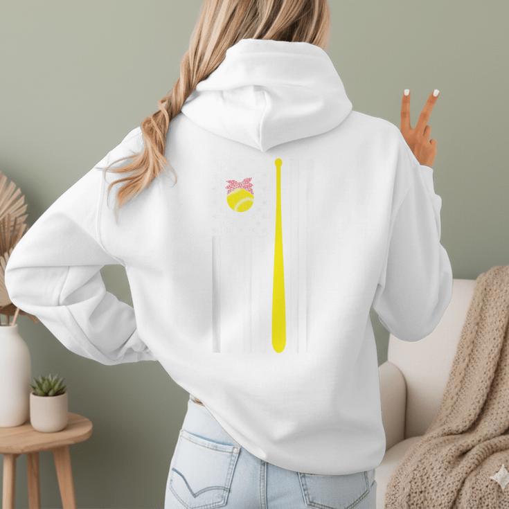 American Flag Baseball Mom Team Women Hoodie Back Print