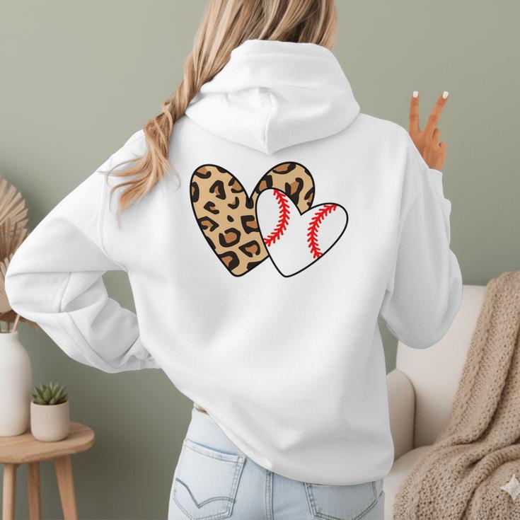 Baseball Heart Leopard Heart Sport Baseball Mom Women Hoodie Back Print