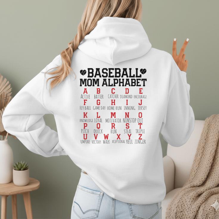 Baseball Mom Alphabet Women Hoodie Back Print