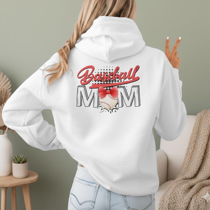 Baseball Mom Coquette Pink Bow Baseball Mama Premium Women Hoodie Back Print