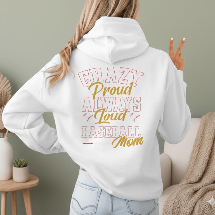 Baseball Mom Crazy Proud Always Loud Mother's Day Premium Women Hoodie Back Print