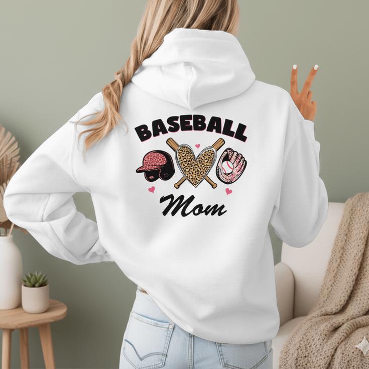 Baseball Mom Leopard Heart Game Day Love Mommy Women Hoodie Back Print Baseball Mom Leopard Heart Game Day Love Mommy Women Hoodie Back Print