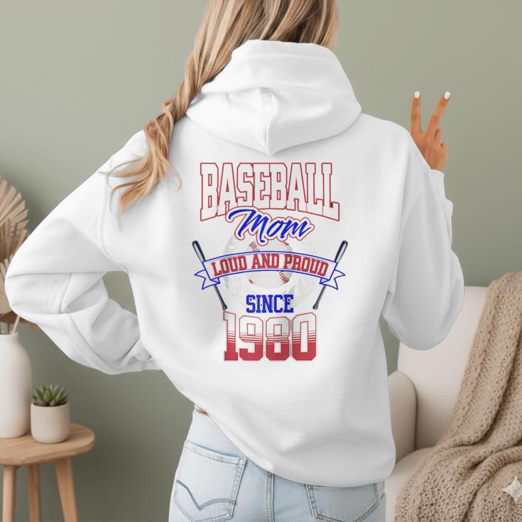 Baseball Mom Loud & Proud Since 1980 Raglan Baseball Tee Women Hoodie Back Print