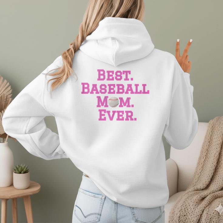 Best Baseball Mom Ever Pink Women Hoodie Back Print