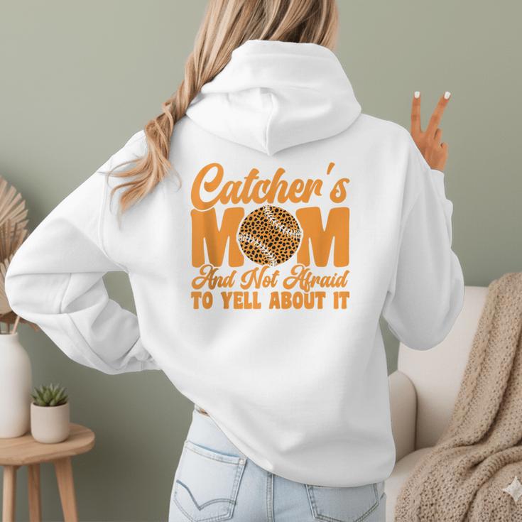 Catcher's Mom And Not Afraid Leopard Baseball Mom Women Hoodie Back Print Catcher's Mom And Not Afraid Leopard Baseball Mom Women Hoodie Back Print