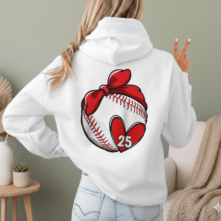 Custom Baseball Mom Number 25 Heart For Mom Mommy Raglan Baseball Tee Women Hoodie Back Print