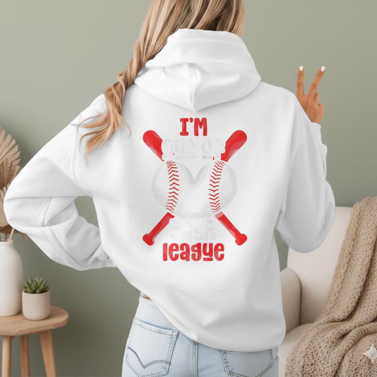 Cute Baseball Mom Out Of Your League Mommy Sports Players Premium Women Hoodie Back Print