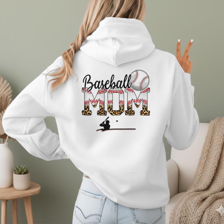Leopard Baseball Mom Mama Mommy Sport Women Hoodie Back Print