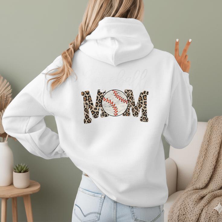 Leopard Baseball Mom Matching Baseball Mama Family Matching Premium Women Hoodie Back Print