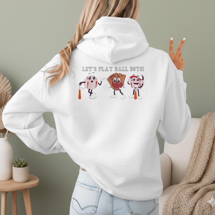 Let's Play Ball Boys Baseball Mom Women Hoodie Back Print
