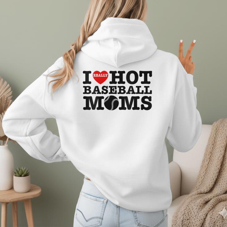 I Love Hot Baseball Moms Heart Sport Fan For Women Men Women Hoodie Back Print