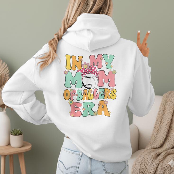 In My Mom Of Ballers Era Groovy Volleyball Baseball Mom Cute Women Hoodie Back Print