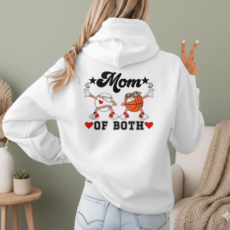 Mom Of Both Basketball Baseball Mom Women Hoodie Back Print