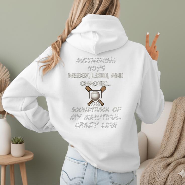 Mothering Boys Messy Loud Chaotic Baseball Mom Premium Women Hoodie Back Print Mothering Boys Messy Loud Chaotic Baseball Mom Premium Women Hoodie Back Print