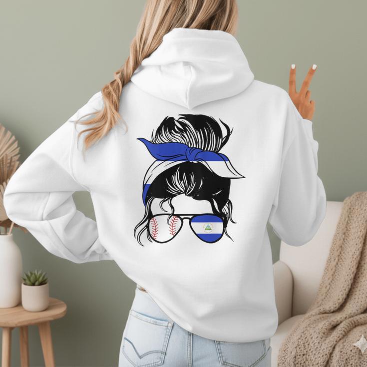Nicaraguan Baseball Mom Nicaragua Flag Baseball Girl Women Hoodie Back Print
