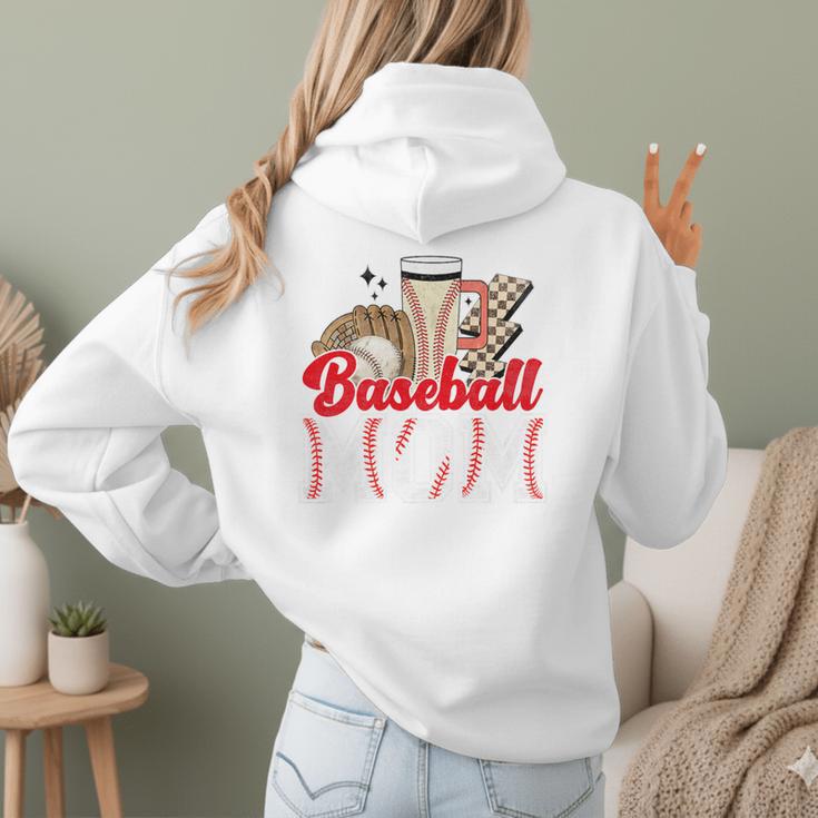 Retro Coffee Baseball Mama Mother's Day Baseball Mom Premium Women Hoodie Back Print