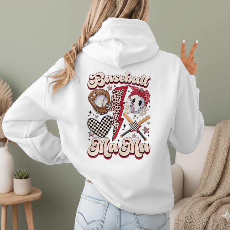 Retro Groovy Baseball Mama Baseball Mom Lover Women Hoodie Back Print